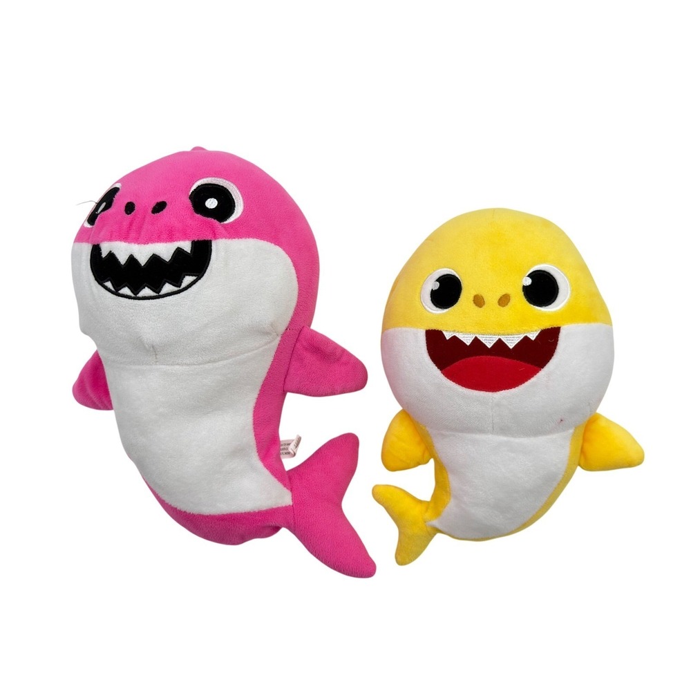Pinkfong Baby Shark Mommy Shark Plush Stuffed Animal Pink Yellow Set 11-14"